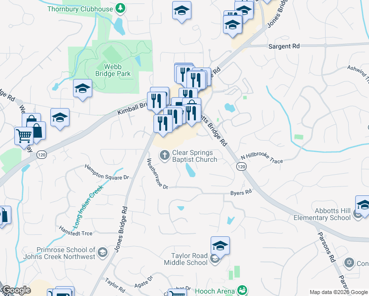 map of restaurants, bars, coffee shops, grocery stores, and more near 5011 Garrett Court in Alpharetta