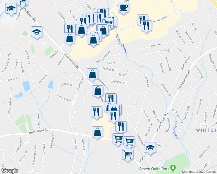 map of restaurants, bars, coffee shops, grocery stores, and more near 324 Lockshire Road in Columbia