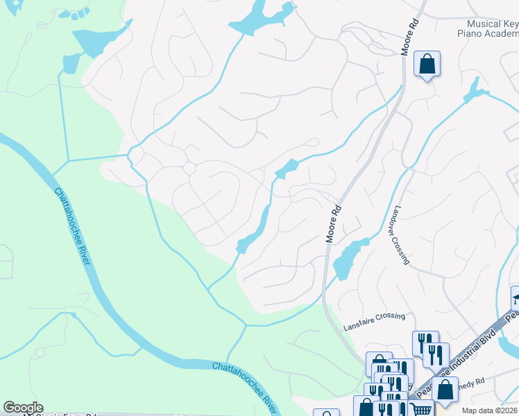 map of restaurants, bars, coffee shops, grocery stores, and more near 4426 Meadow Club Drive in Suwanee