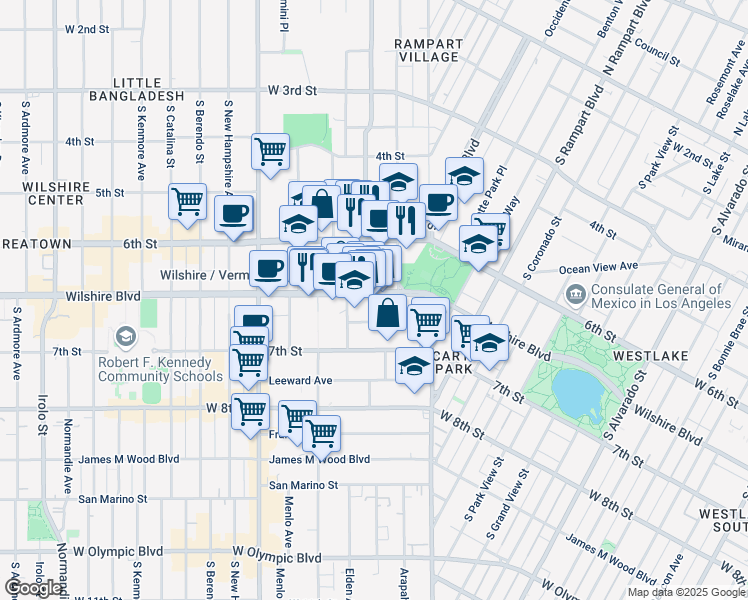 map of restaurants, bars, coffee shops, grocery stores, and more near in Los Angeles