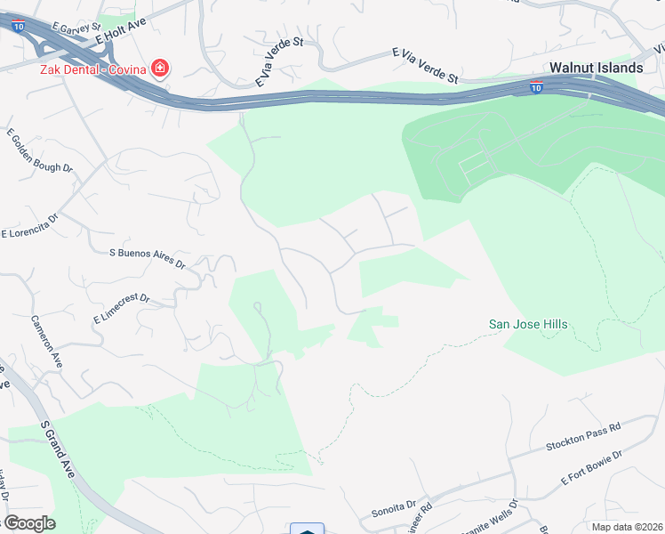 map of restaurants, bars, coffee shops, grocery stores, and more near 2504 Martingail Drive in Covina