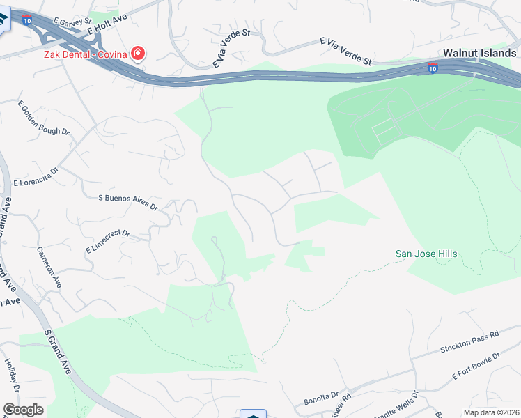 map of restaurants, bars, coffee shops, grocery stores, and more near 2543 Martingail Drive in Covina