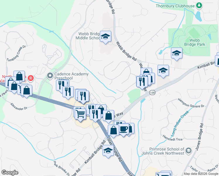 map of restaurants, bars, coffee shops, grocery stores, and more near 1335 Tahoe Pines Circle in Alpharetta