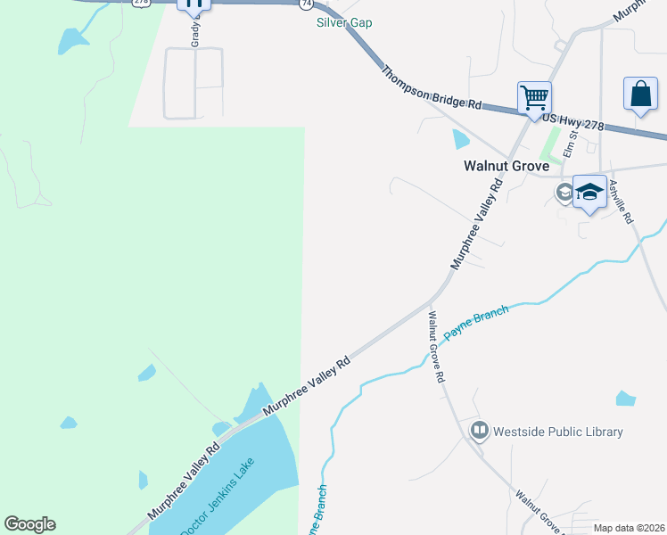 map of restaurants, bars, coffee shops, grocery stores, and more near in Walnut Grove