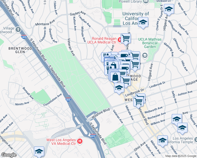 map of restaurants, bars, coffee shops, grocery stores, and more near 925 Weyburn Terrace in Los Angeles