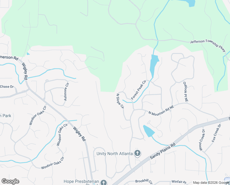 map of restaurants, bars, coffee shops, grocery stores, and more near 4517 North Slope Circle in Marietta