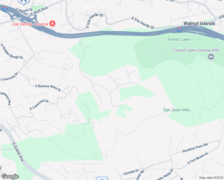 map of restaurants, bars, coffee shops, grocery stores, and more near 2504 Martingail Drive in Covina