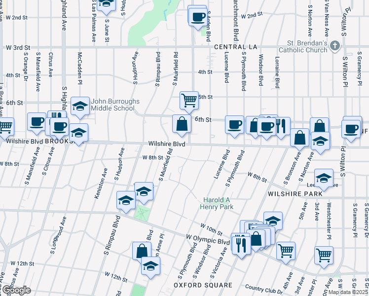 map of restaurants, bars, coffee shops, grocery stores, and more near in Los Angeles