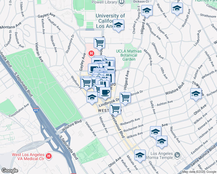 map of restaurants, bars, coffee shops, grocery stores, and more near in Los Angeles