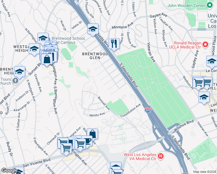 map of restaurants, bars, coffee shops, grocery stores, and more near 11438 Burnham Street in Los Angeles