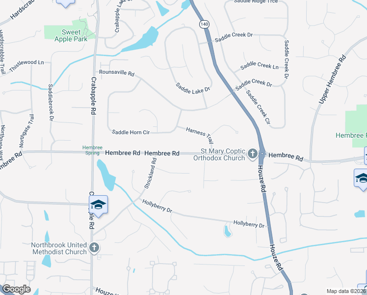 map of restaurants, bars, coffee shops, grocery stores, and more near 550 Hembree Road in Roswell