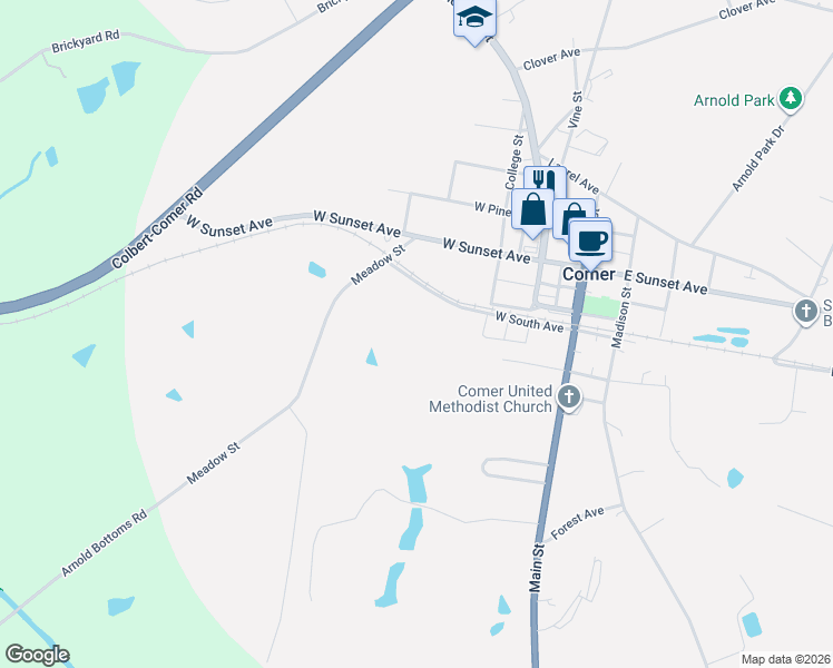 map of restaurants, bars, coffee shops, grocery stores, and more near 269 West South Avenue in Comer