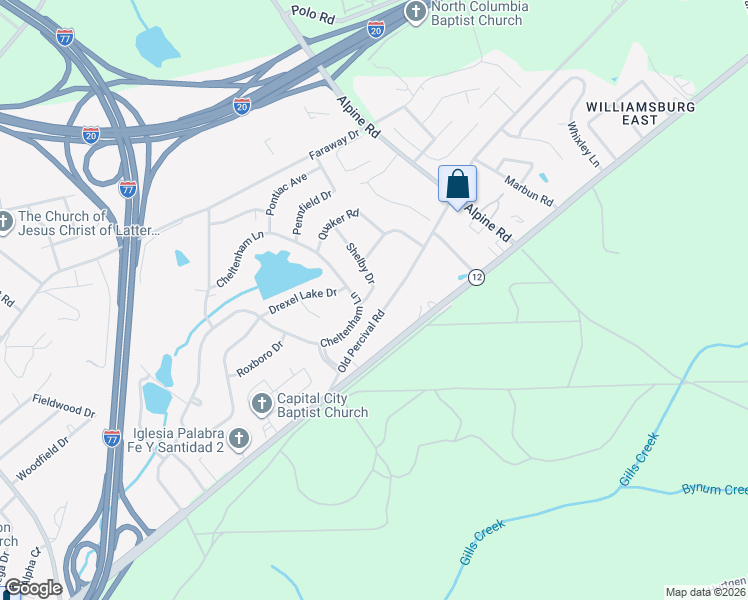map of restaurants, bars, coffee shops, grocery stores, and more near 1904 Shelby Drive in Columbia