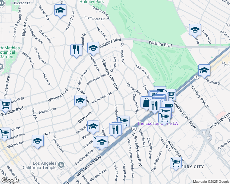 map of restaurants, bars, coffee shops, grocery stores, and more near 1400 Pandora Avenue in Los Angeles