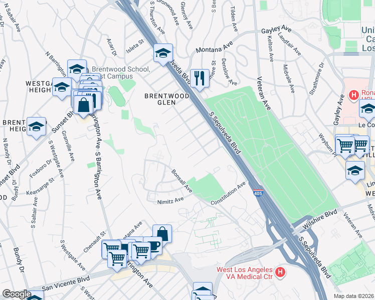 map of restaurants, bars, coffee shops, grocery stores, and more near 11438 Burnham Street in Los Angeles