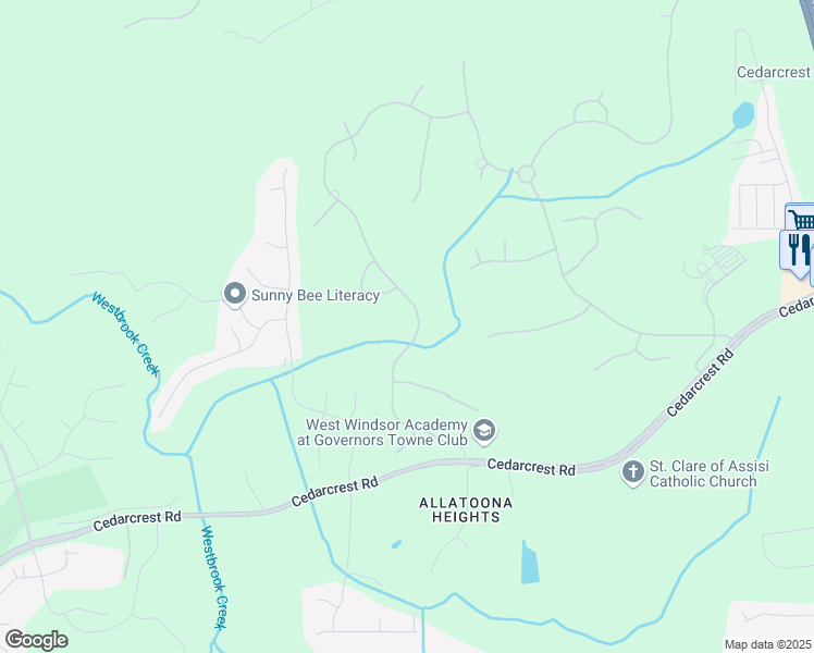 map of restaurants, bars, coffee shops, grocery stores, and more near 954 Carl Sanders Drive in Acworth