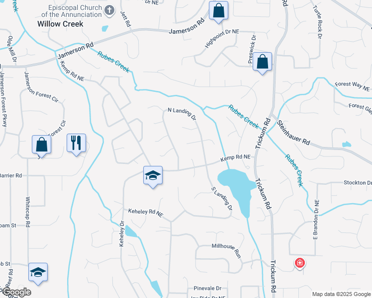 map of restaurants, bars, coffee shops, grocery stores, and more near 2006 North Cove Court in Marietta
