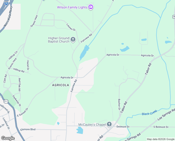 map of restaurants, bars, coffee shops, grocery stores, and more near 714 Agricola Drive in Gadsden