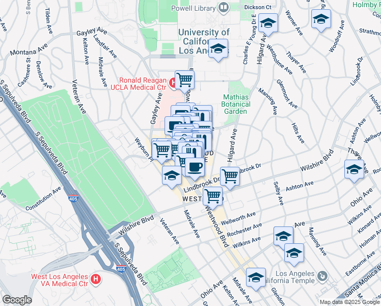 map of restaurants, bars, coffee shops, grocery stores, and more near in Los Angeles
