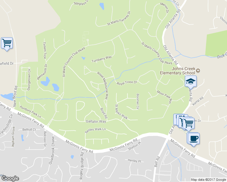 map of restaurants, bars, coffee shops, grocery stores, and more near 1165 Faith Court in Suwanee