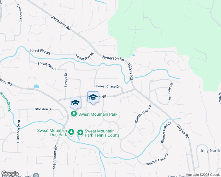 map of restaurants, bars, coffee shops, grocery stores, and more near 2843 Forest Chase Drive in Marietta