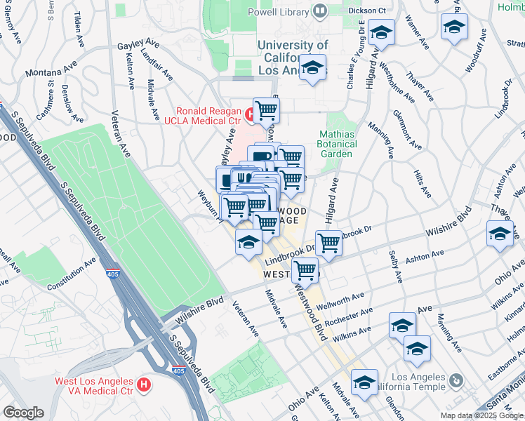 map of restaurants, bars, coffee shops, grocery stores, and more near 1036 Broxton Avenue in Los Angeles