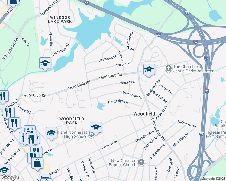 map of restaurants, bars, coffee shops, grocery stores, and more near 7819 Dartmoore Lane in Columbia