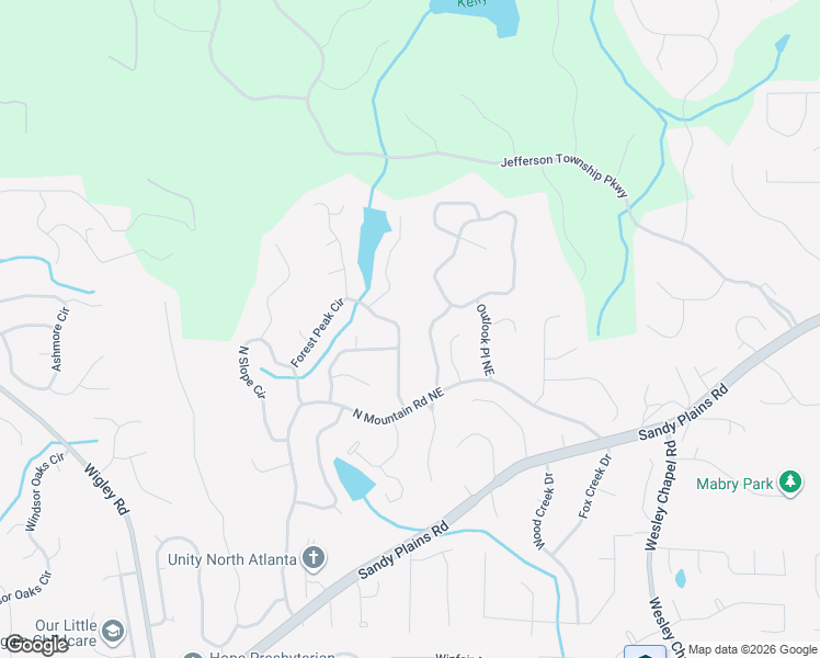 map of restaurants, bars, coffee shops, grocery stores, and more near 4541 Forest Peak Circle in Marietta