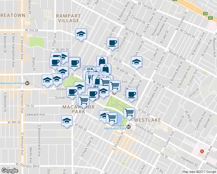 map of restaurants, bars, coffee shops, grocery stores, and more near in Los Angeles