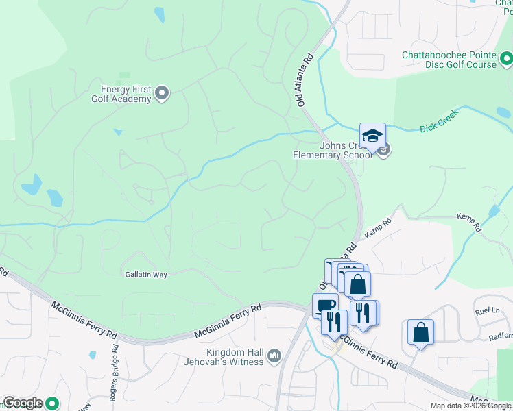 map of restaurants, bars, coffee shops, grocery stores, and more near 8735 Belfry Court in Duluth