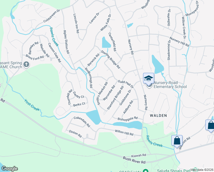 map of restaurants, bars, coffee shops, grocery stores, and more near 324 Smith's Market Road in Columbia