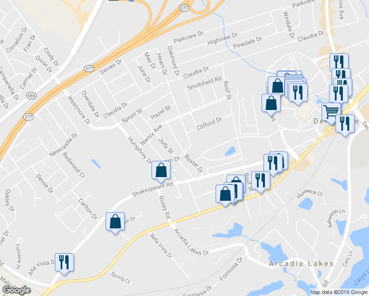 map of restaurants, bars, coffee shops, grocery stores, and more near 3602 Baxter Dr in Columbia