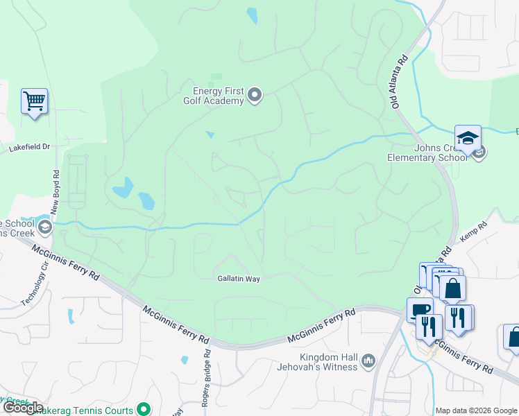 map of restaurants, bars, coffee shops, grocery stores, and more near 7965 Royal Melbourne Way in Duluth