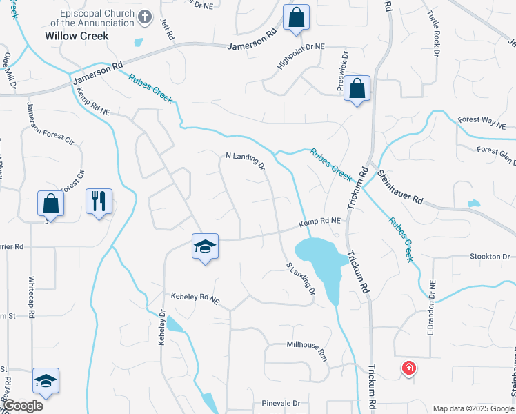 map of restaurants, bars, coffee shops, grocery stores, and more near 2006 North Cove Court in Marietta