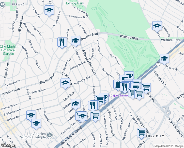 map of restaurants, bars, coffee shops, grocery stores, and more near 1400 Pandora Avenue in Los Angeles