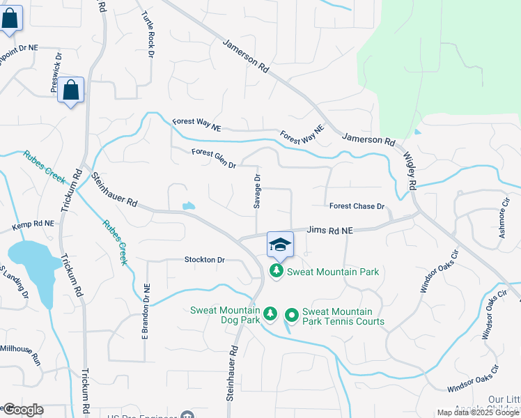 map of restaurants, bars, coffee shops, grocery stores, and more near 4544 Savage Drive Northeast in Marietta