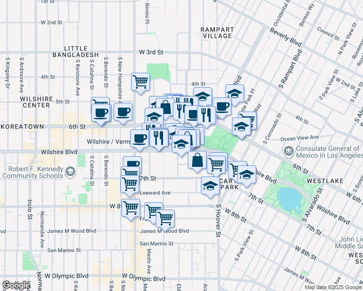 map of restaurants, bars, coffee shops, grocery stores, and more near in Los Angeles
