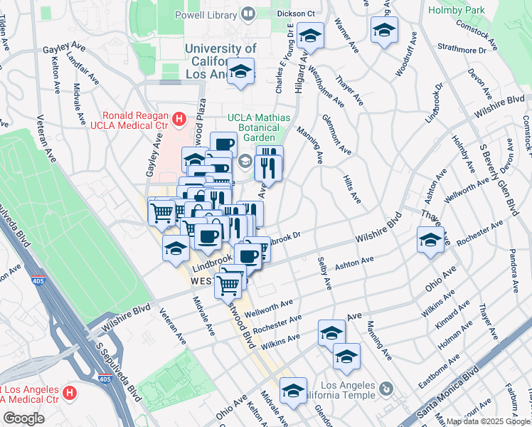 map of restaurants, bars, coffee shops, grocery stores, and more near 968 Hilgard Avenue in Los Angeles