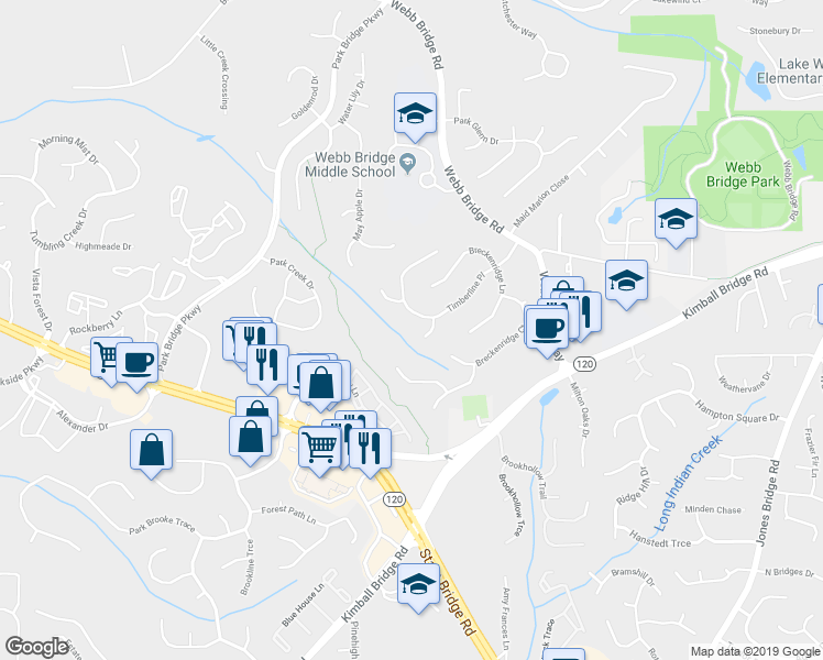 map of restaurants, bars, coffee shops, grocery stores, and more near 1335 Tahoe Pines Circle in Alpharetta