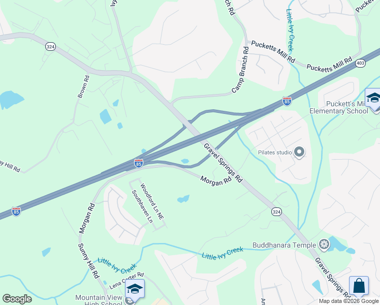 map of restaurants, bars, coffee shops, grocery stores, and more near 2779 Morgan Spring Trail in Buford