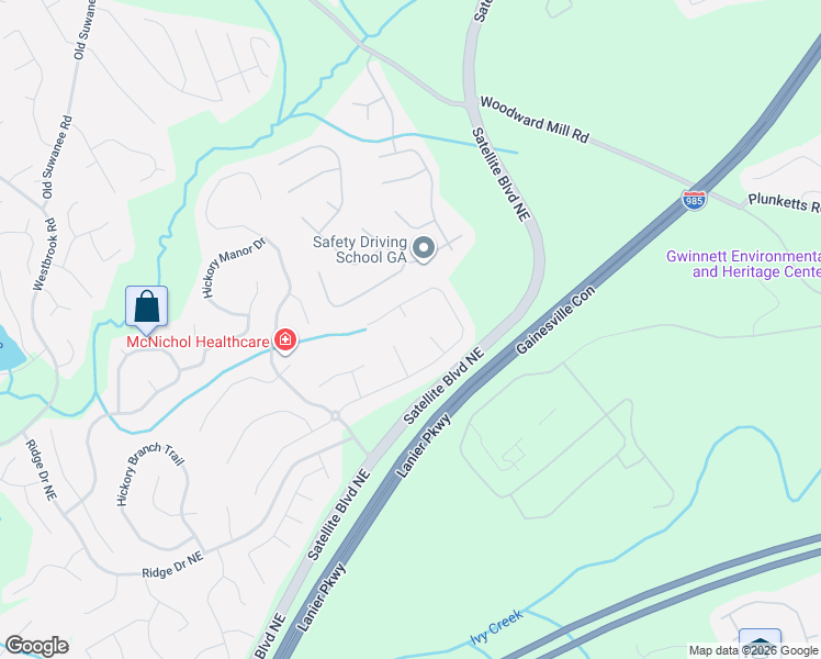 map of restaurants, bars, coffee shops, grocery stores, and more near 3502 Valley Haven Court in Suwanee