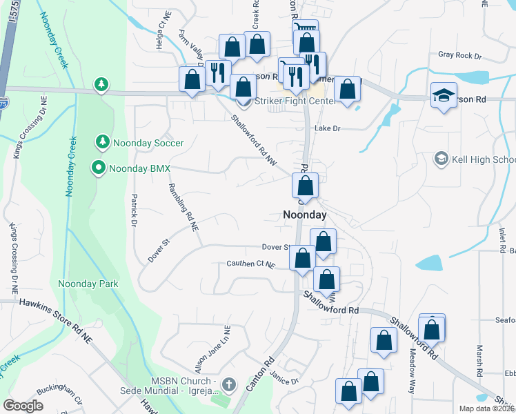 map of restaurants, bars, coffee shops, grocery stores, and more near 912 Elnora Drive in Marietta