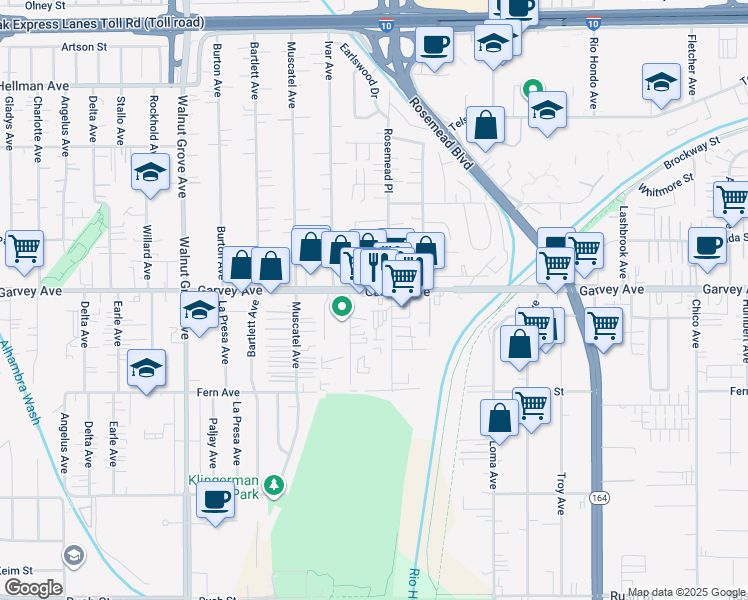 map of restaurants, bars, coffee shops, grocery stores, and more near 2738 Stingle Avenue in Rosemead