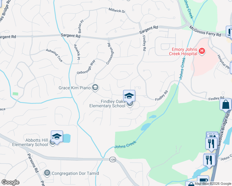 map of restaurants, bars, coffee shops, grocery stores, and more near 320 Cadeleigh Court in Alpharetta
