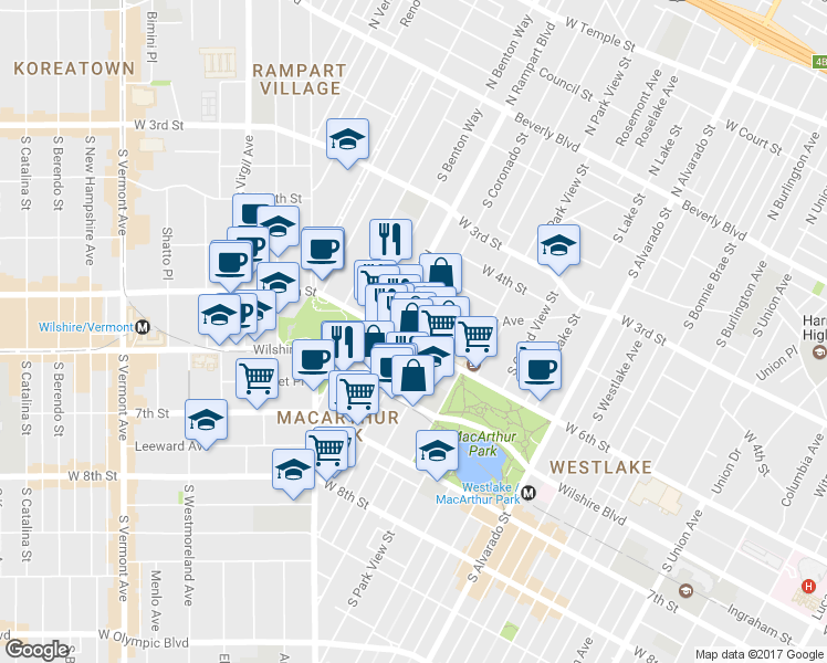 map of restaurants, bars, coffee shops, grocery stores, and more near in Los Angeles