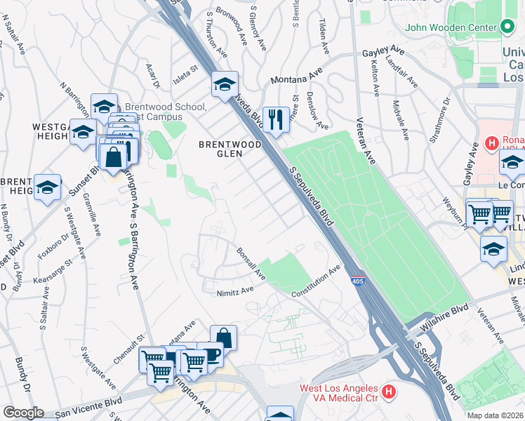 map of restaurants, bars, coffee shops, grocery stores, and more near 11438 Burnham Street in Los Angeles