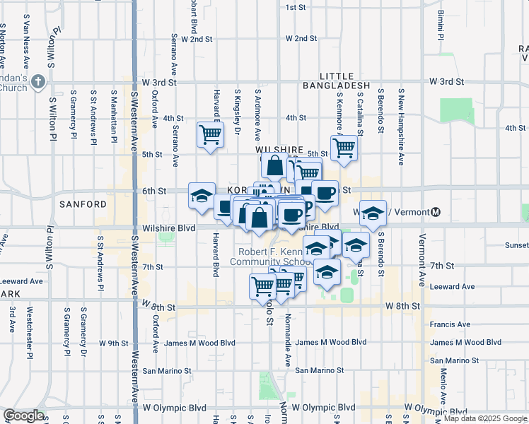 map of restaurants, bars, coffee shops, grocery stores, and more near in Los Angeles
