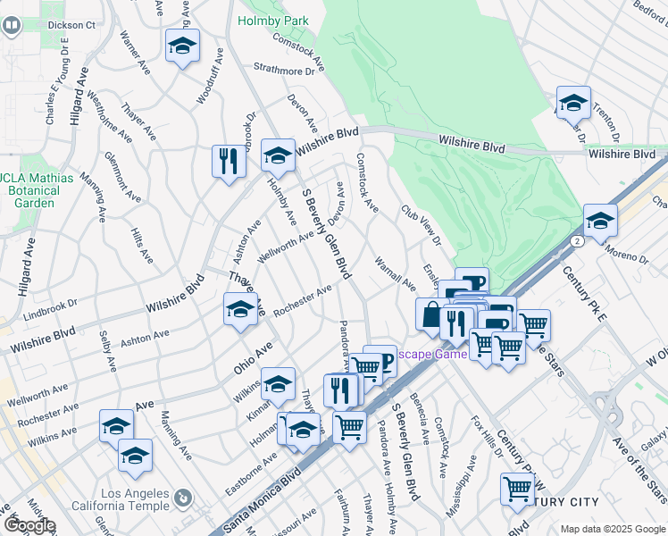 map of restaurants, bars, coffee shops, grocery stores, and more near 1400 Pandora Avenue in Los Angeles