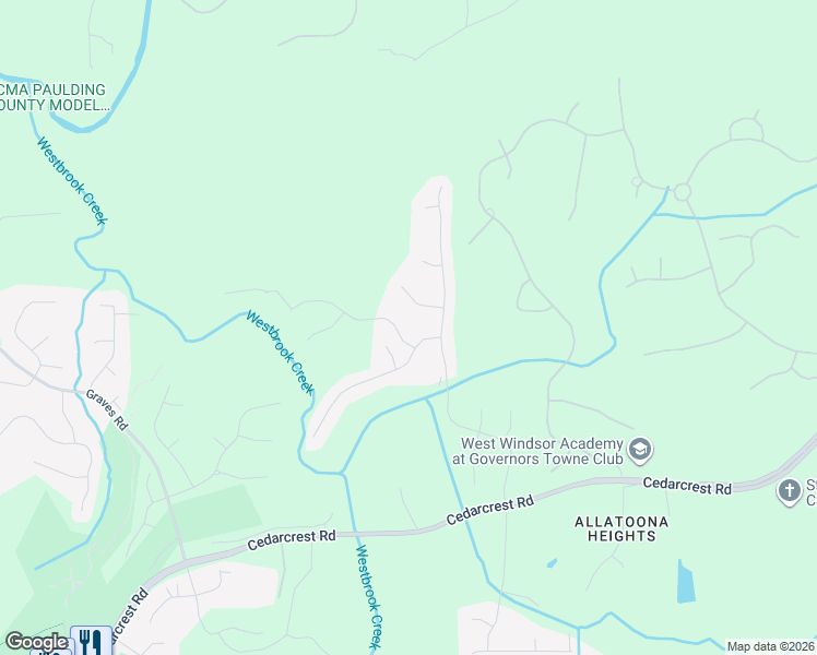map of restaurants, bars, coffee shops, grocery stores, and more near 48 Thorncliff Way in Acworth