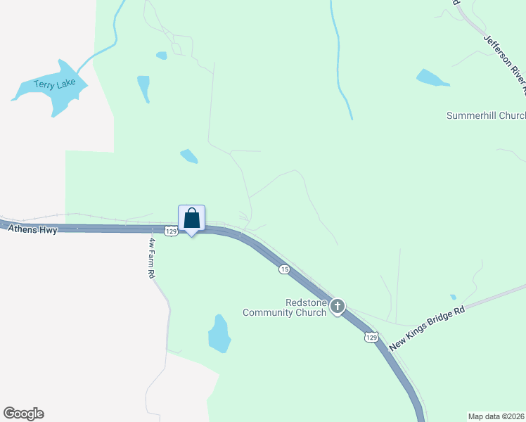 map of restaurants, bars, coffee shops, grocery stores, and more near 6401 Athens Highway in Jefferson